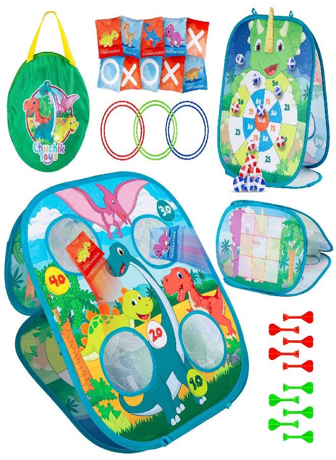 Chuchik Bean Bag Toss Game For Kids - 5In1 Portable Outdoor Dinosaur/Unicorn Party Games, Kids Cornhole Game Set - Little Girl Toys Ages 2 3 4 5 6 7 Years Old Toys For Girls & Boys Birthday Gift  - Image 1