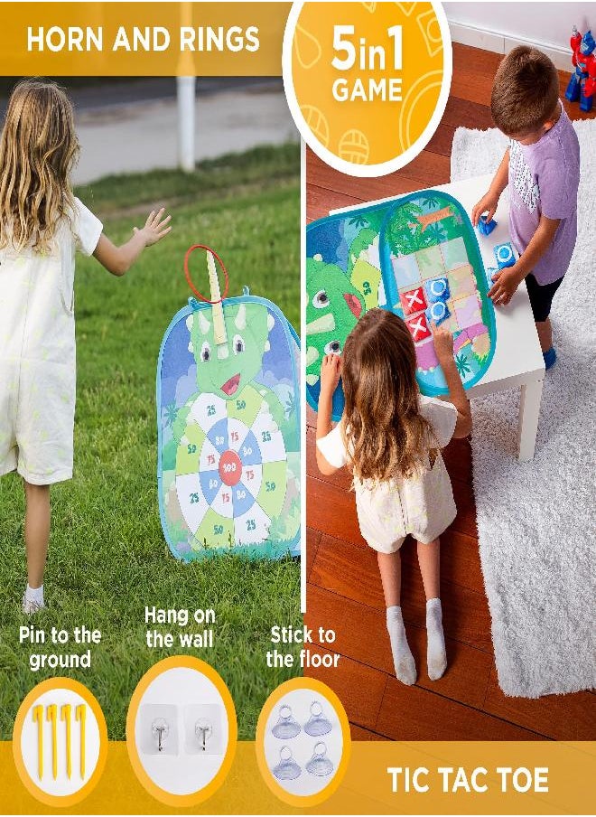 Chuchik Bean Bag Toss Game For Kids - 5In1 Portable Outdoor Dinosaur/Unicorn Party Games, Kids Cornhole Game Set - Little Girl Toys Ages 2 3 4 5 6 7 Years Old Toys For Girls & Boys Birthday Gift  - Image 5