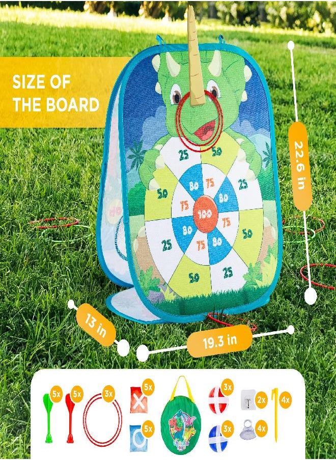 Chuchik Bean Bag Toss Game For Kids - 5In1 Portable Outdoor Dinosaur/Unicorn Party Games, Kids Cornhole Game Set - Little Girl Toys Ages 2 3 4 5 6 7 Years Old Toys For Girls & Boys Birthday Gift  - Image 2