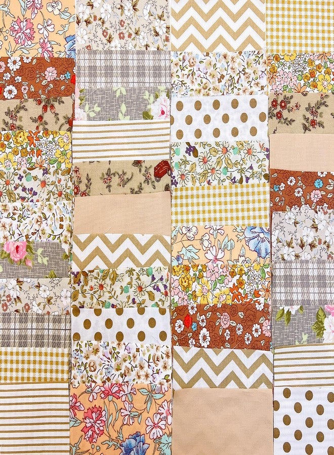 Antetek 42Pcs 9.8" x 9.8"(25 * 25CM) Cotton Fabric DIY Making Supplies Quilting Patchwork Fabric Fat Quarter Bundles DIY for Quilting Cotton Patchwork Cushions (Brown, 9.8" x 9.8") - Image 3