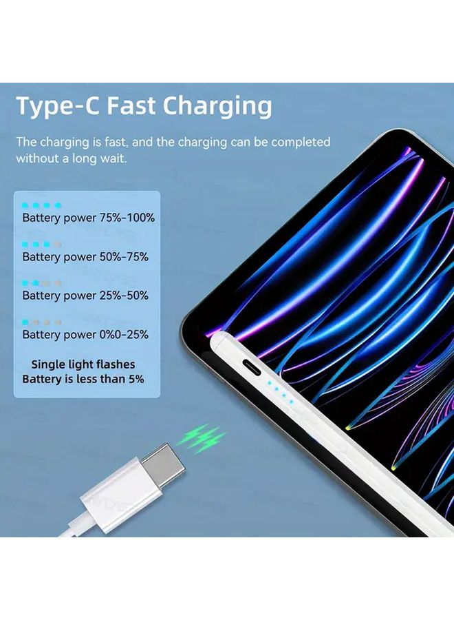 قلم stylus سعوي عالمي فاخر أبيض عالي الدقة مزود بجهاز منع الإطلاق الخاطئ المائل - Image 4