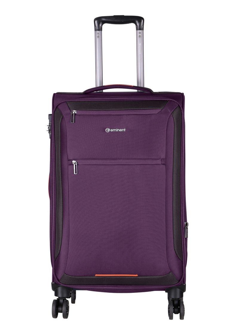 eminent Unisex Soft Travel Bag Medium Luggage Trolley Polyester Lightweight Expandable 4 Double Spinner Wheeled Suitcase with 3 Digit TSA lock E751 Purple - Image 2