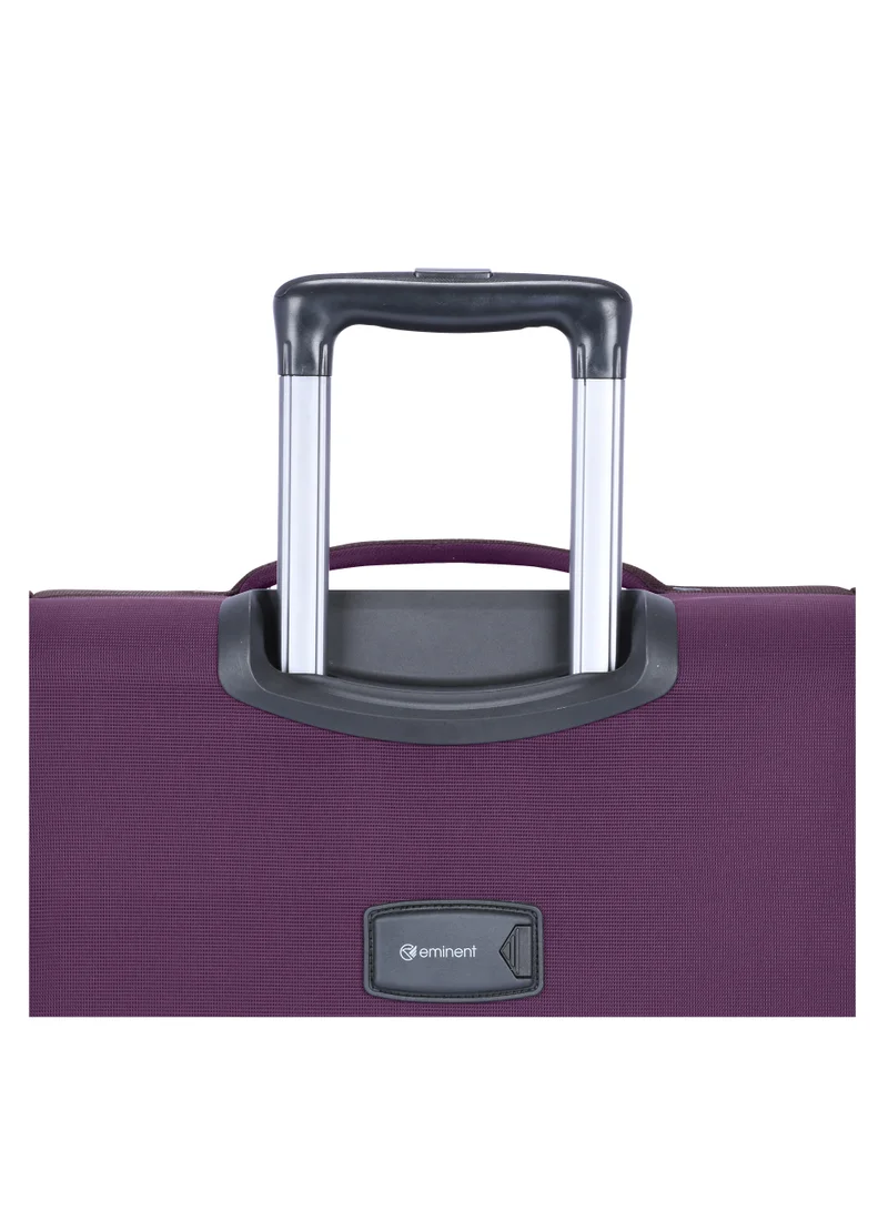 eminent Unisex Soft Travel Bag Medium Luggage Trolley Polyester Lightweight Expandable 4 Double Spinner Wheeled Suitcase with 3 Digit TSA lock E751 Purple