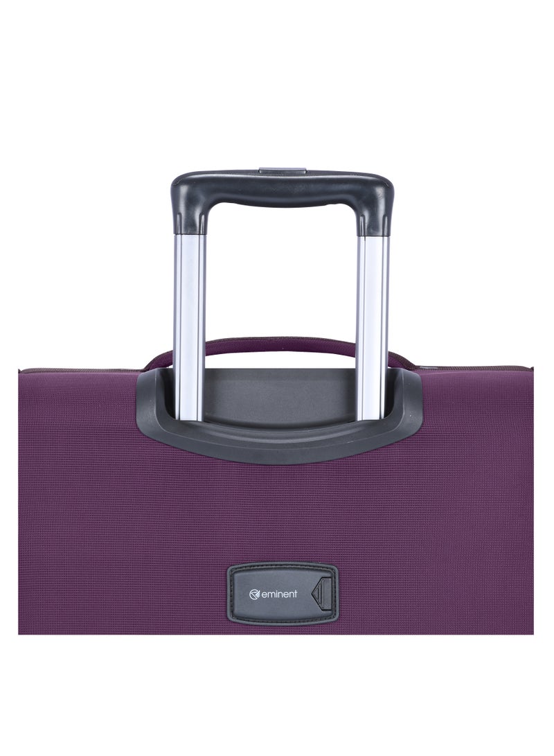 eminent Unisex Soft Travel Bag Medium Luggage Trolley Polyester Lightweight Expandable 4 Double Spinner Wheeled Suitcase with 3 Digit TSA lock E751 Purple - Image 4