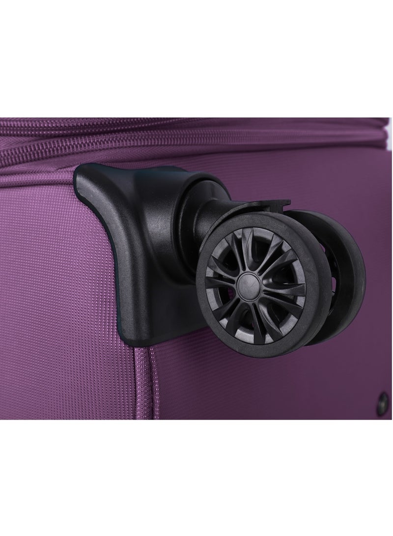 eminent Unisex Soft Travel Bag Medium Luggage Trolley Polyester Lightweight Expandable 4 Double Spinner Wheeled Suitcase with 3 Digit TSA lock E751 Purple - Image 5