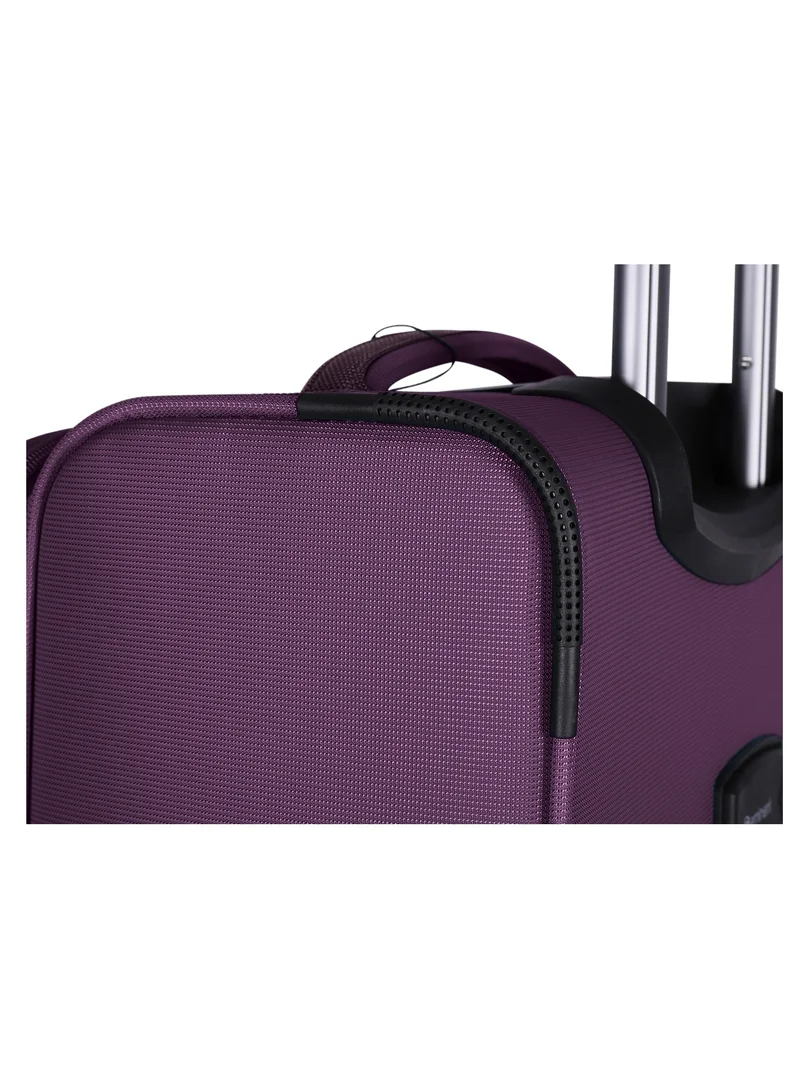 eminent Unisex Soft Travel Bag Medium Luggage Trolley Polyester Lightweight Expandable 4 Double Spinner Wheeled Suitcase with 3 Digit TSA lock E751 Purple