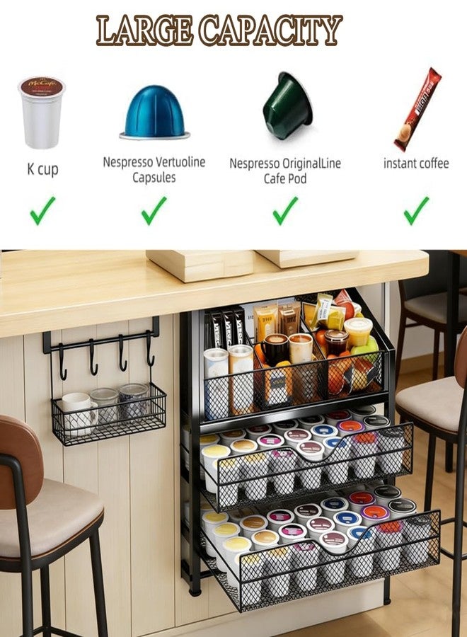 Kvittra Coffee Bar Organizer - 2-Tier K-Cup & Coffee Pod Holder Stand with Dividers - Storage for Coffee Pods, K Cups, Syrup Bottles, Mugs, Creamer, Stirrers, Sugar Packets, Tea Bags - Image 4