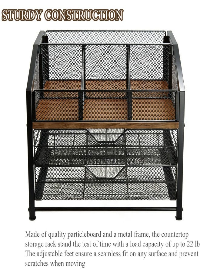 Kvittra Coffee Bar Organizer - 2-Tier K-Cup & Coffee Pod Holder Stand with Dividers - Storage for Coffee Pods, K Cups, Syrup Bottles, Mugs, Creamer, Stirrers, Sugar Packets, Tea Bags - Image 3