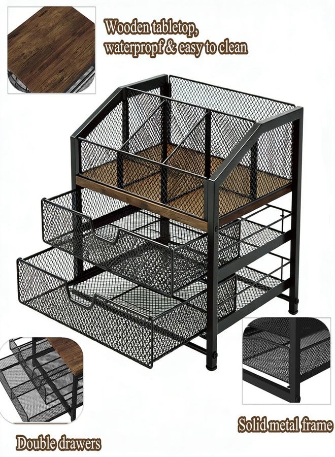 Kvittra Coffee Bar Organizer - 2-Tier K-Cup & Coffee Pod Holder Stand with Dividers - Storage for Coffee Pods, K Cups, Syrup Bottles, Mugs, Creamer, Stirrers, Sugar Packets, Tea Bags - Image 5