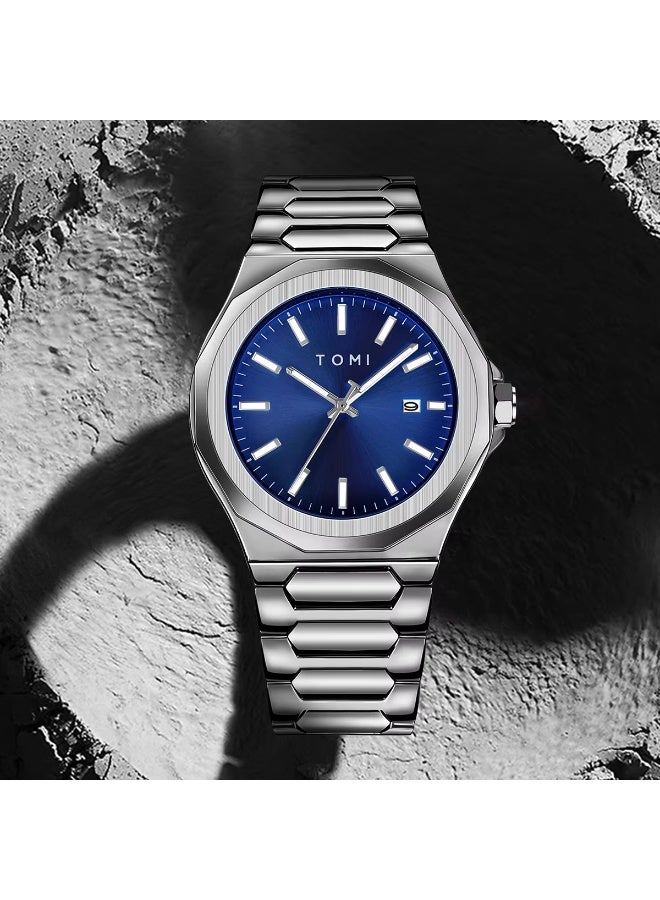 TOMI Luxury Business Men's Watch Gift Box Set High Quality Silver Case Simple and Versatile Quartz Watch Relogio Masculino - Image 2