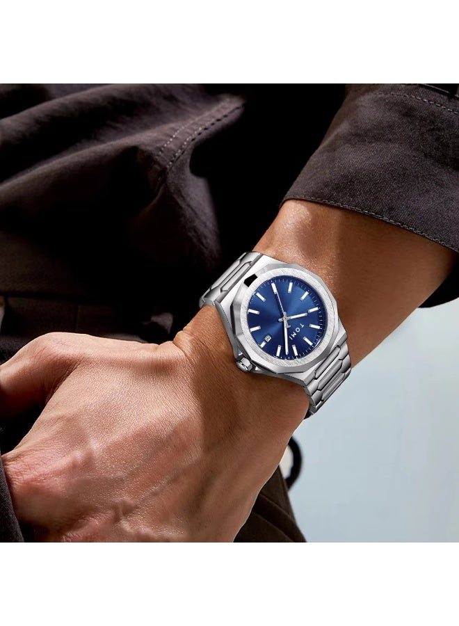 TOMI Luxury Business Men's Watch Gift Box Set High Quality Silver Case Simple and Versatile Quartz Watch Relogio Masculino - Image 3