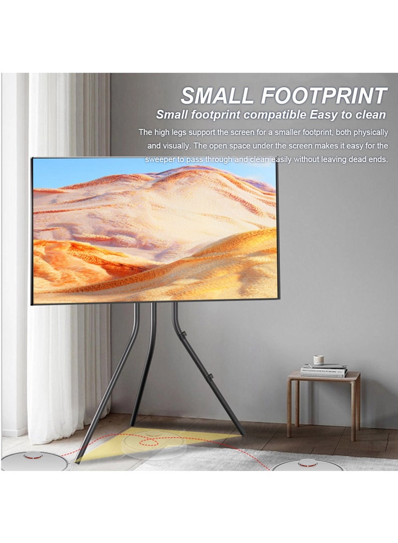 HILLPORT حامل تلفزيون مع قاعدة ثلاثية القوائم من الفولاذ لشاشات مقاس 42-86 بوصة، حامل تلفزيون محمول قابل للتعديل الارتفاع لغرفة النوم وغرفة المعيشة والاستوديو - أسود - Image 2