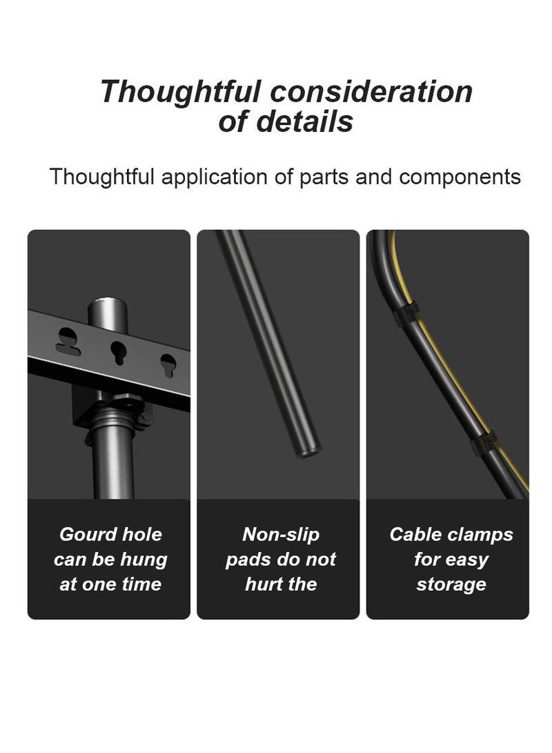 HILLPORT حامل تلفزيون مع قاعدة ثلاثية القوائم من الفولاذ لشاشات مقاس 42-86 بوصة، حامل تلفزيون محمول قابل للتعديل الارتفاع لغرفة النوم وغرفة المعيشة والاستوديو - أسود - Image 4