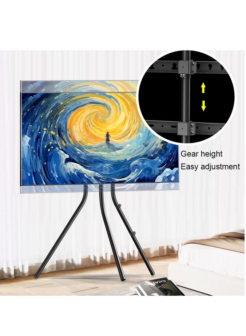HILLPORT حامل تلفزيون مع قاعدة ثلاثية القوائم من الفولاذ لشاشات مقاس 42-86 بوصة، حامل تلفزيون محمول قابل للتعديل الارتفاع لغرفة النوم وغرفة المعيشة والاستوديو - أسود - Image 5