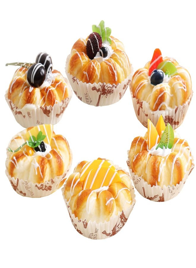 Joeabor Fake Cupcakes, Artificial Cupcakes for Display, Faux Cake Décor, Realistic Fake Artificial Food for Display, Fake Desserts Pastries for Decoration 6 Pack - Image 1