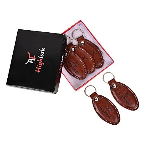 Highlark Brown Signature Leather Finish Keychain for Men & Women | Durable Metal Key Holder for Car and Bike Keys | Elegant Everyday Accessory - Image 5