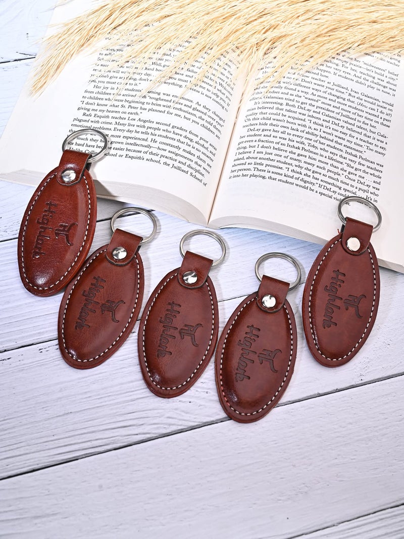 Highlark Brown Signature Leather Finish Keychain for Men & Women | Durable Metal Key Holder for Car and Bike Keys | Elegant Everyday Accessory - Image 2