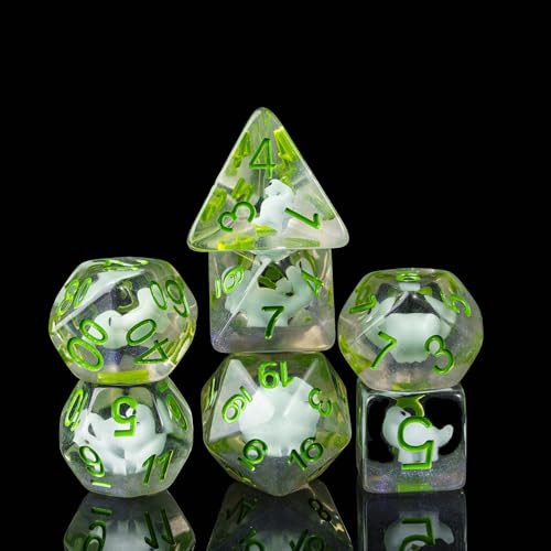 Cusdie 7Die Dice DND Polyhedral Dice Set Filled with Animal for Role Playing Game DD Dice Dinosaur - Image 1