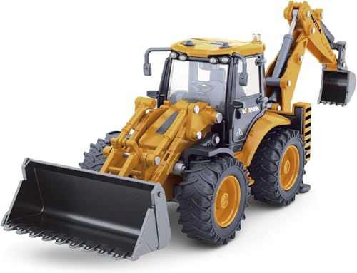 Risopen Excavator Toy 150 Metal Diecast Backhoe Front Loader Bulldozer Construction Vehicle Model Decoration Toy Gift for Boys Excavator Yellow - Image 1