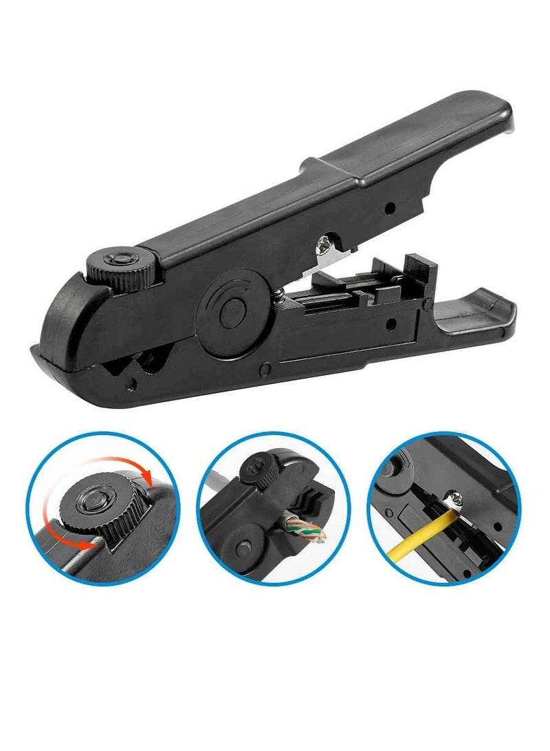Automatic Stripping Pliers, Universal Coaxial Cable Wire Stripper, Lightweight Portable Rotating Manual Stripper With Knob, Dual Purpose Network Tool For Peeling And Cutting, (1pc, Grey) - Image 2