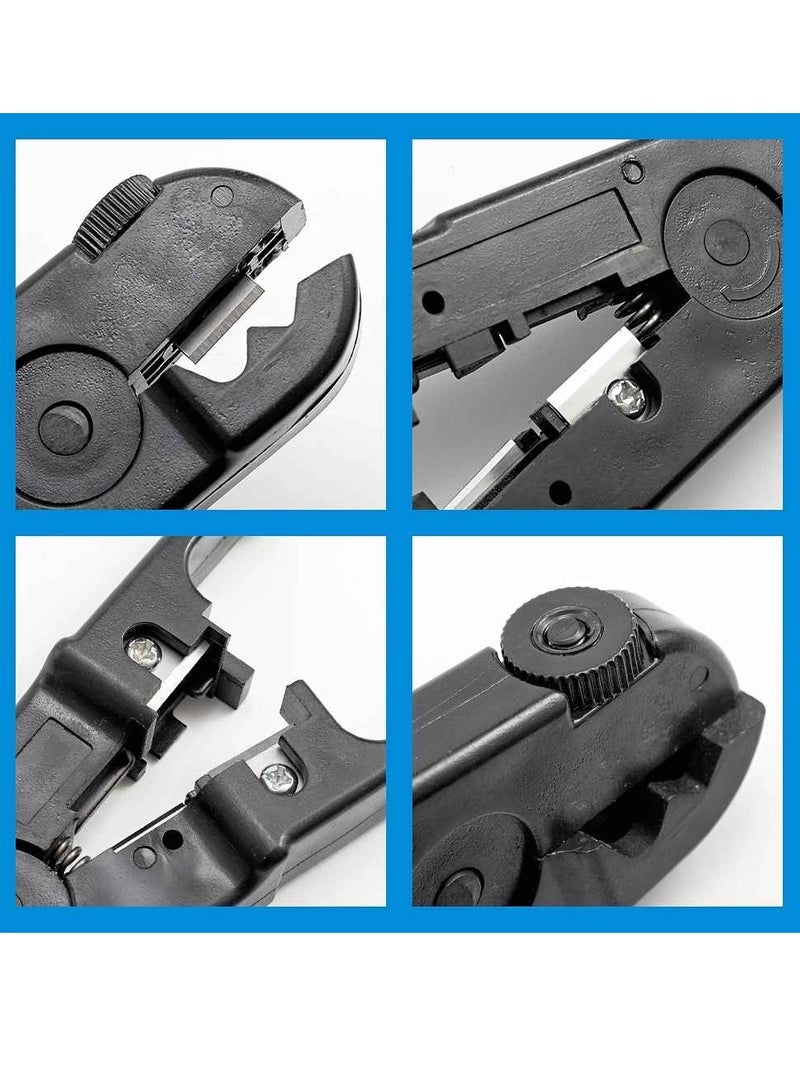 Automatic Stripping Pliers, Universal Coaxial Cable Wire Stripper, Lightweight Portable Rotating Manual Stripper With Knob, Dual Purpose Network Tool For Peeling And Cutting, (1pc, Grey) - Image 3