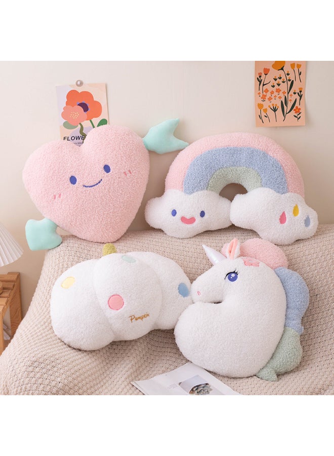 Cute Cloud Pillow Special-shaped Sofa Donut Pillow Living Room Bedroom Back Cushion Bay Window Bedside Pillow Girl-Specifications:Unicorn-45CM-Color:40-50cm - Image 2