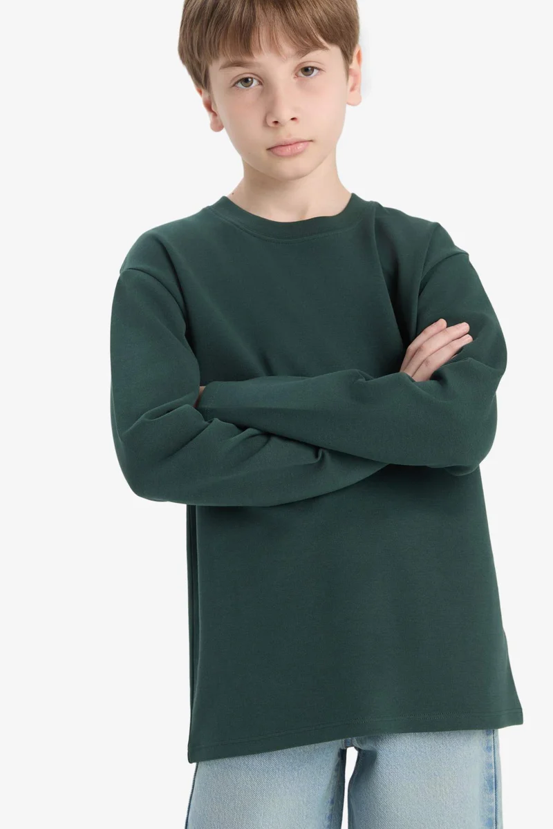 DeFacto Boy Crew Neck Basic Long Sleeve T-Shirt