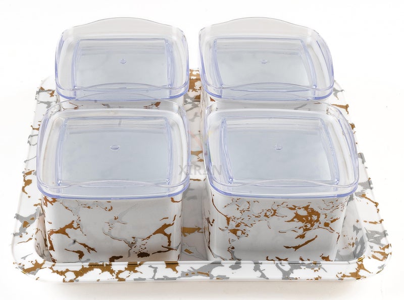 Xiran Airtight Dry Fruit Containers with Lid & Serving Tray, Dry Fruit Box for Serving Sweets, Chocolates, Candy, Pickle, Mukhwas, Kitchen accessories Items (4 Pieces Set, White, Polypropylene) - Image 3