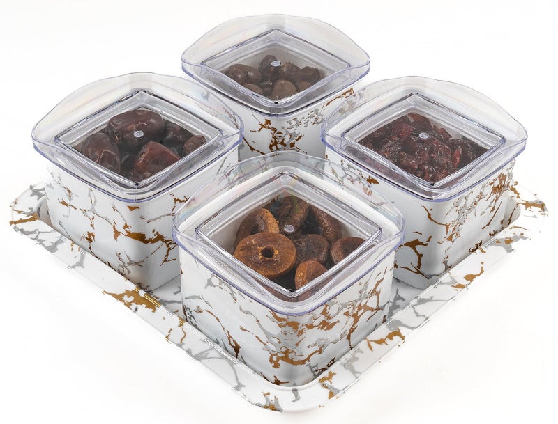 Xiran Airtight Dry Fruit Containers with Lid & Serving Tray, Dry Fruit Box for Serving Sweets, Chocolates, Candy, Pickle, Mukhwas, Kitchen accessories Items (4 Pieces Set, White, Polypropylene) - Image 4