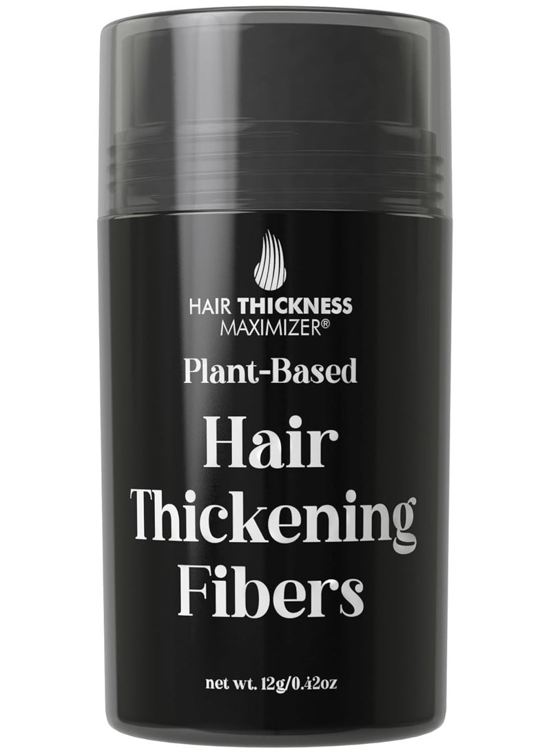 HAIR THICKNESS MAXIMIZER - Hair Fibers for Thinning Hair for Women & Men - Plant Based Hair Fibers To Cover Up Bald Spots - Instant Hair Filler, Hair Building Fiber - Non Itchy Hair Powder - Easy Wash Hair Fiber (Black) - Image 1