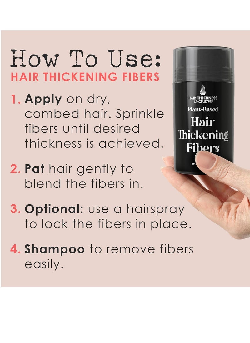 HAIR THICKNESS MAXIMIZER - Hair Fibers for Thinning Hair for Women & Men - Plant Based Hair Fibers To Cover Up Bald Spots - Instant Hair Filler, Hair Building Fiber - Non Itchy Hair Powder - Easy Wash Hair Fiber (Black) - Image 1