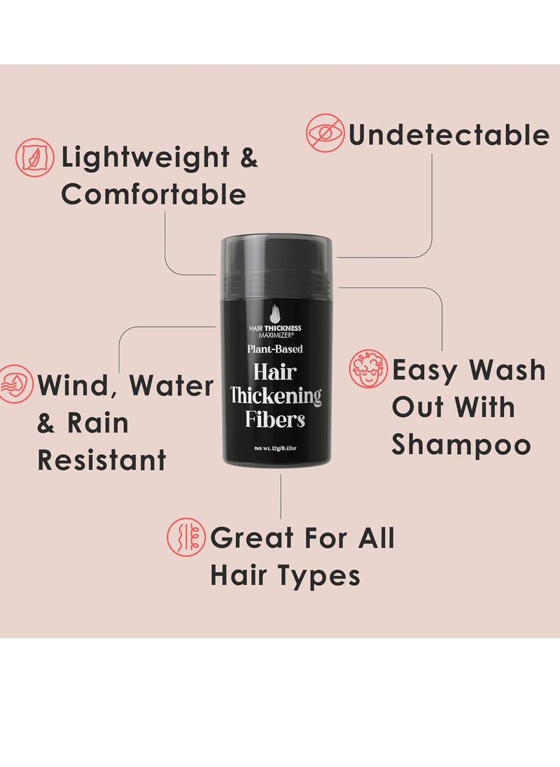 HAIR THICKNESS MAXIMIZER - Hair Fibers for Thinning Hair for Women & Men - Plant Based Hair Fibers To Cover Up Bald Spots - Instant Hair Filler, Hair Building Fiber - Non Itchy Hair Powder - Easy Wash Hair Fiber (Black) - Image 1