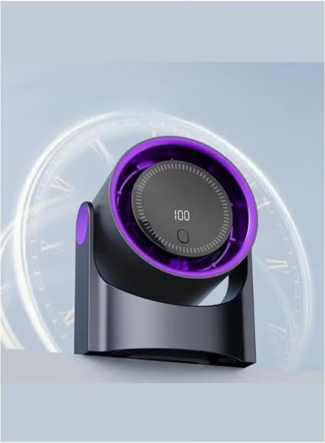 TIGER مروحة توربو للدوران قابلة لإعادة الشحن – مروحة مكتبية وجدارية تعمل بالطاقة USB مع شاشة رقمية، 4 إعدادات للسرعة، مؤقت ذكي، تدفق هواء هادئ، وبطارية 4000 مللي أمبير – حل تبريد مدمج وموفر للطاقة للاستخدام في المنزل، المكتب، وفي الهواء الطلق - Image 2