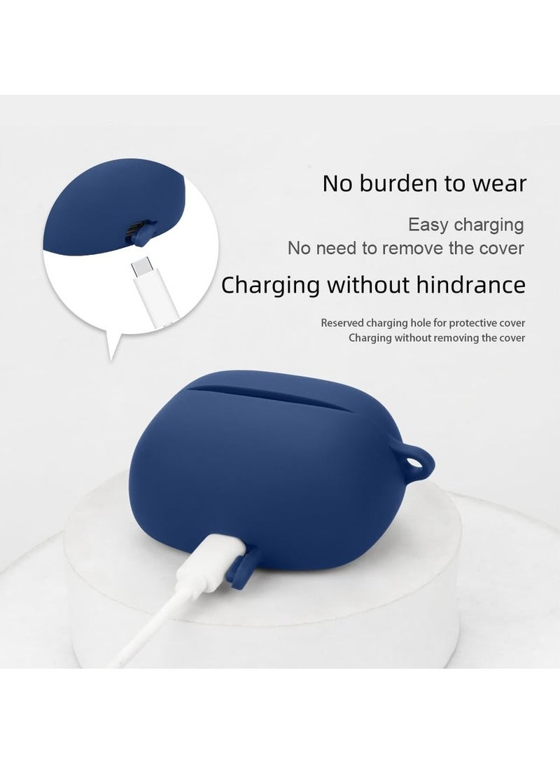 Silicone Case Compatible with JBL Tune Buds 2 Bluetooth Headphone Portable Scratch Shock Resistant Cover with Carabiner (Black) - Image 3