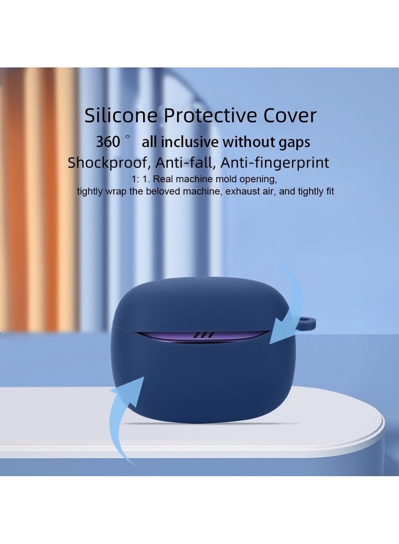 Silicone Case Compatible with JBL Tune Buds 2 Bluetooth Headphone Portable Scratch Shock Resistant Cover with Carabiner (Black) - Image 5