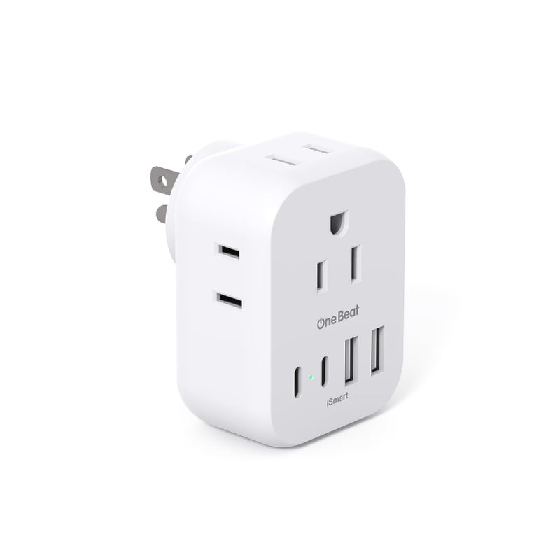 One Beat Travel Cruise Ship Essentials, Multi Plug Wall Outlet Extender with 4 Outlets 4 USB (2 USB-C), Cruise Approved Power Strip Non Surge Protector, Plug Adapter, Travel Cruise Must Have Accessories - Image 1