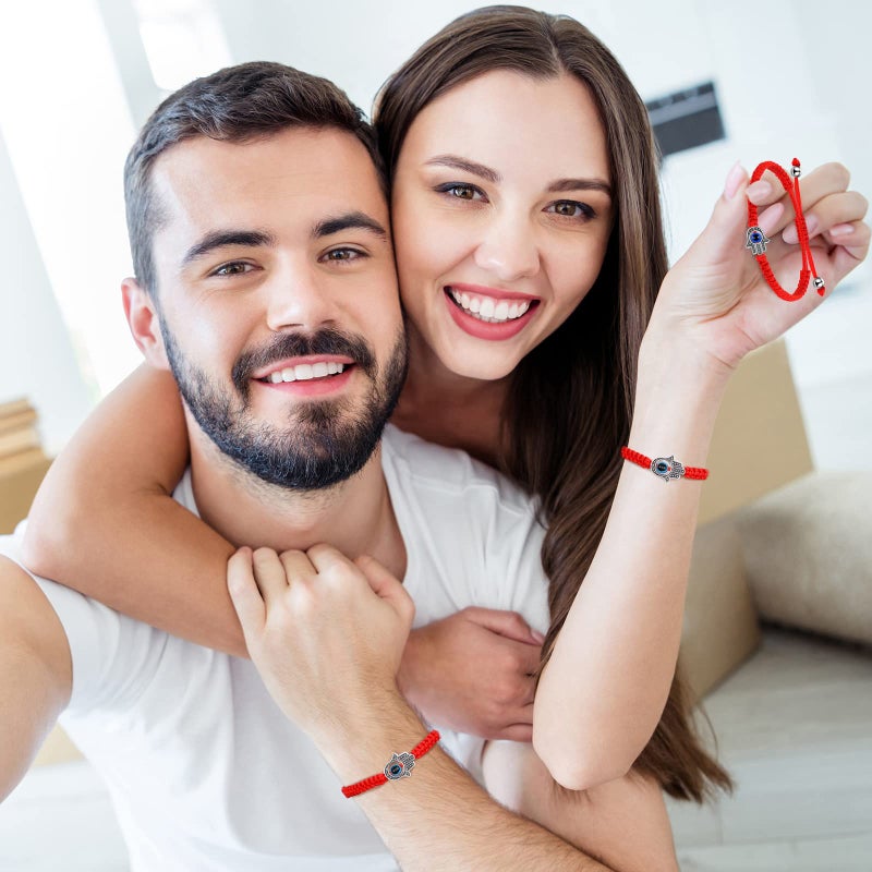 Jadive 20 Pcs Red Protection Good Luck Bracelet Red String of Fate Adjustable Bracelet Braided Knot Kabbalah Rope for Lover Couple Friend Women Men(Hand) - Image 5