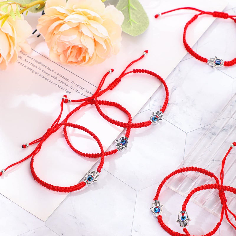Jadive 20 Pcs Red Protection Good Luck Bracelet Red String of Fate Adjustable Bracelet Braided Knot Kabbalah Rope for Lover Couple Friend Women Men(Hand) - Image 4