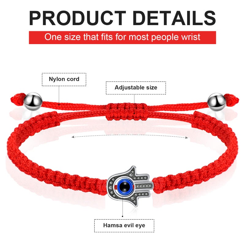 Jadive 20 Pcs Red Protection Good Luck Bracelet Red String of Fate Adjustable Bracelet Braided Knot Kabbalah Rope for Lover Couple Friend Women Men(Hand) - Image 2