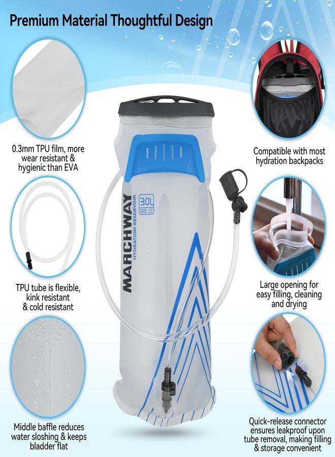 MARCHWAY Lightweight TPU Hydration Bladder 2L/3L for Hydration Packs, Slide-Seal Wide Mouth Water Reservoir Bag with Carry Handle for Hiking, Cycling, Running, Camping, Travel (2L White 70oz) - Image 2