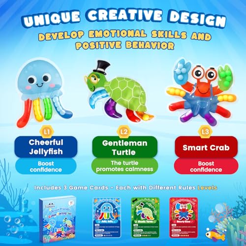 3 otters Color Sorting Sensory Toys Sea Animals Fine Motor Matching Games Fidget Toys with 3 Game Cards for Toddlers Birthday Christmas Party Gift - Image 5
