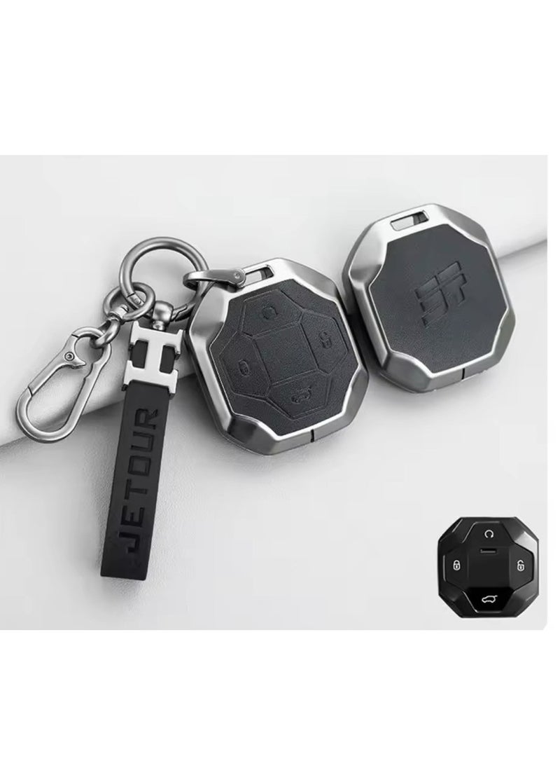 Generic Jetour Traveler T2 Metal Key Cover Full Protection Stylish Key Ring Perfect for Car Keys Durable & Elegant Design  - Image 4