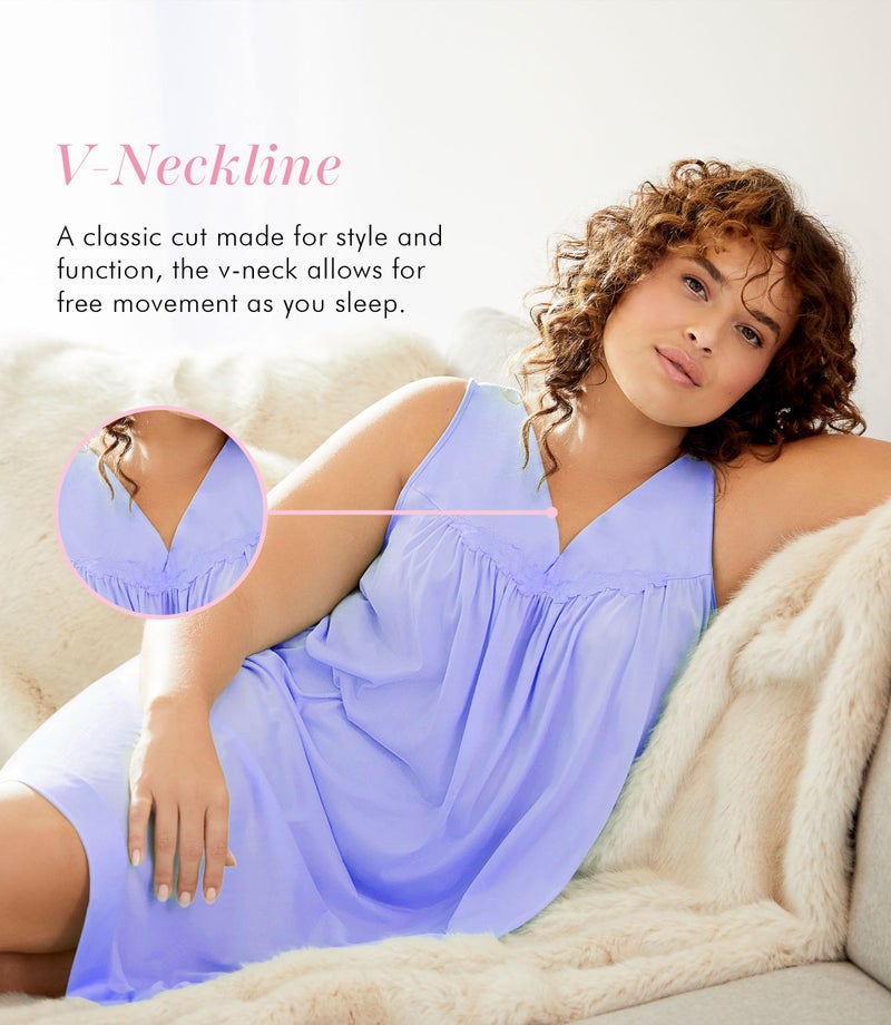 Exquisite Form Women's 30107 Nylon Tricot Sleeveless Short Knee Length Nightgown - Image 2