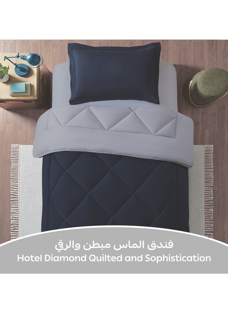 دوناتيلا طقم مفرش روزا سادة 2 قطعة مقاس مفرد ونص 170 × 230 سم بحشوة ثابتة أزرق  - Image 2