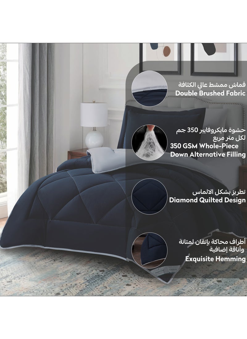 دوناتيلا طقم مفرش روزا سادة 2 قطعة مقاس مفرد ونص 170 × 230 سم بحشوة ثابتة أزرق  - Image 5
