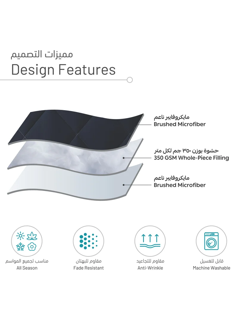 Donetella Bedding Comforter Set, Single Size 170x230 cm - 2-Pcs Solid Quilted Bed Set, Microfiber Fabric - 1 Comforter and 1 Pillow Sham