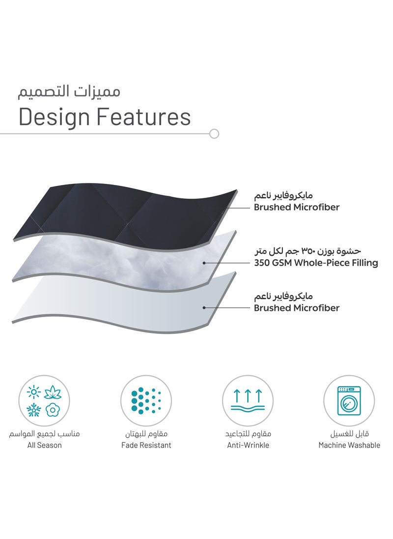 دوناتيلا - طقم مفرش روزا سادة 2 قطعة مقاس مفرد ونص 170 × 230 سم بحشوة ثابتة أزرق - Image 1