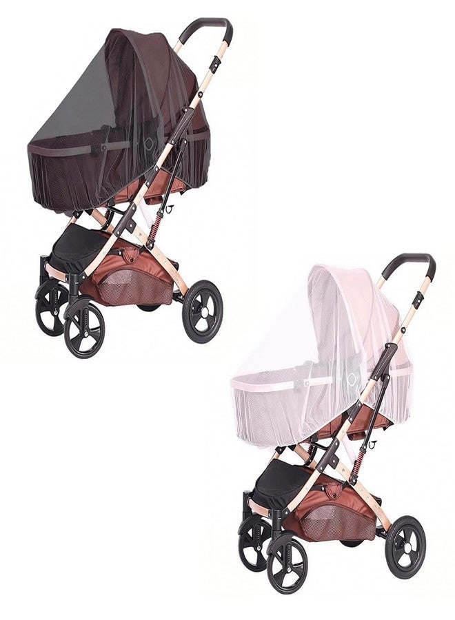 Vakerga 2Pack Baby Mosquito Net for Stroller Durable Mesh Bug Cover with Elastic Edge Bassinets, Cradles, Playards, Pack Plays and Portable Mini Crib(White&Black) - Image 1