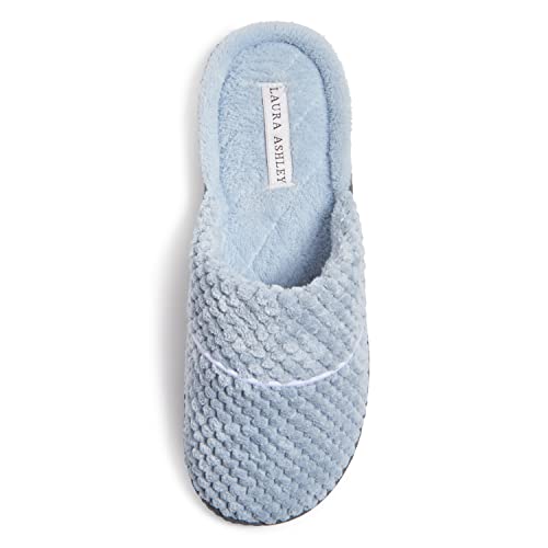 Laura Ashley Womens Spa SlipOn Rugged Scuff Slipper NonSlip House Slippers with Cushioned Insole for Ladies Resort Blue Medium - Image 1