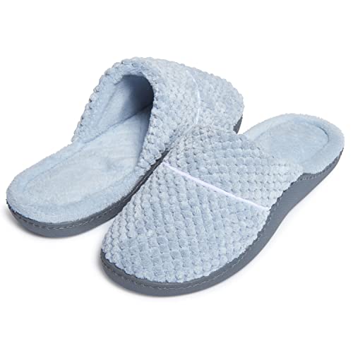 Laura Ashley Womens Spa SlipOn Rugged Scuff Slipper NonSlip House Slippers with Cushioned Insole for Ladies Resort Blue Medium - Image 3
